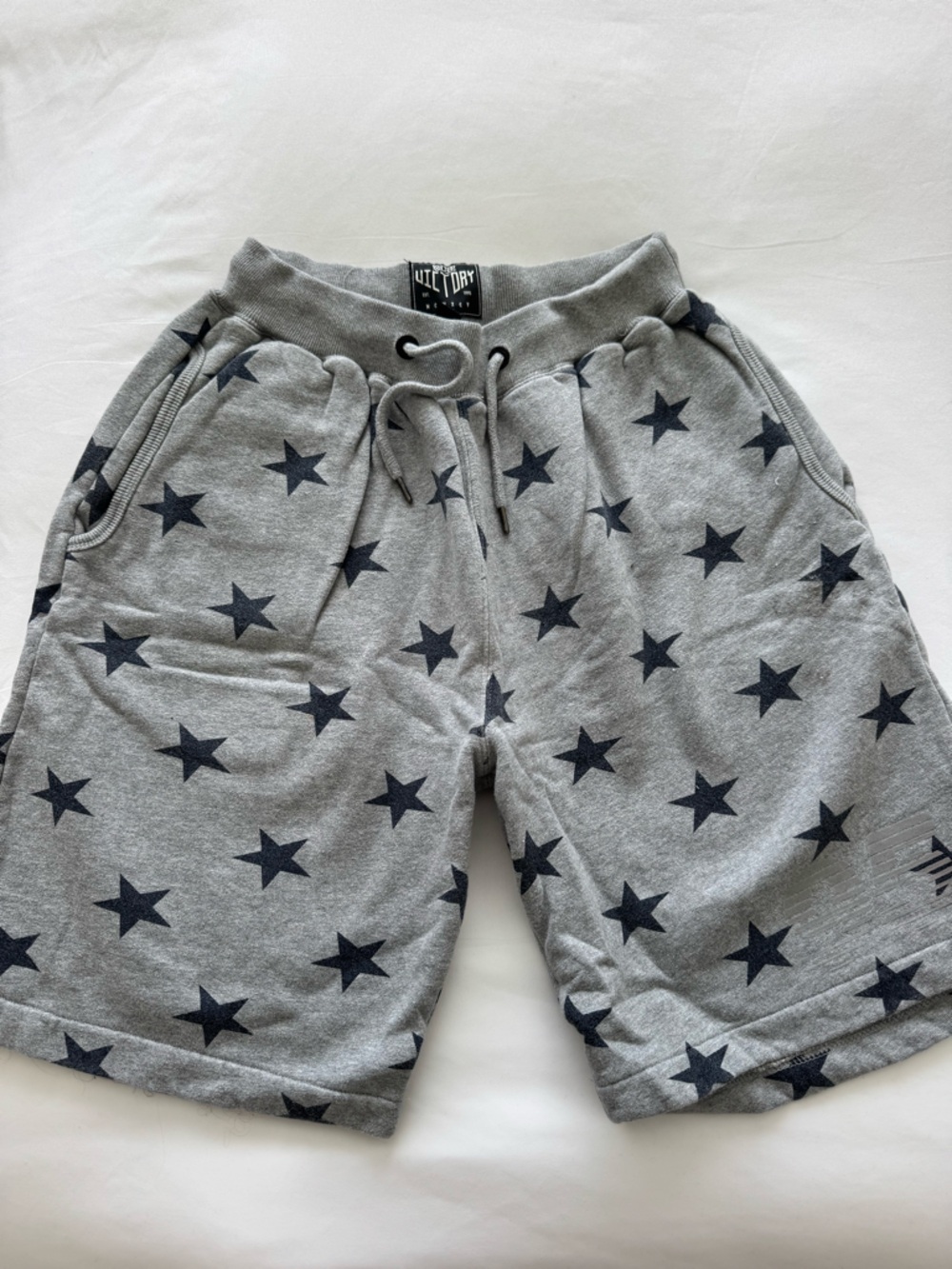 Grey Star-Print Men's Sweatshorts with Drawstring